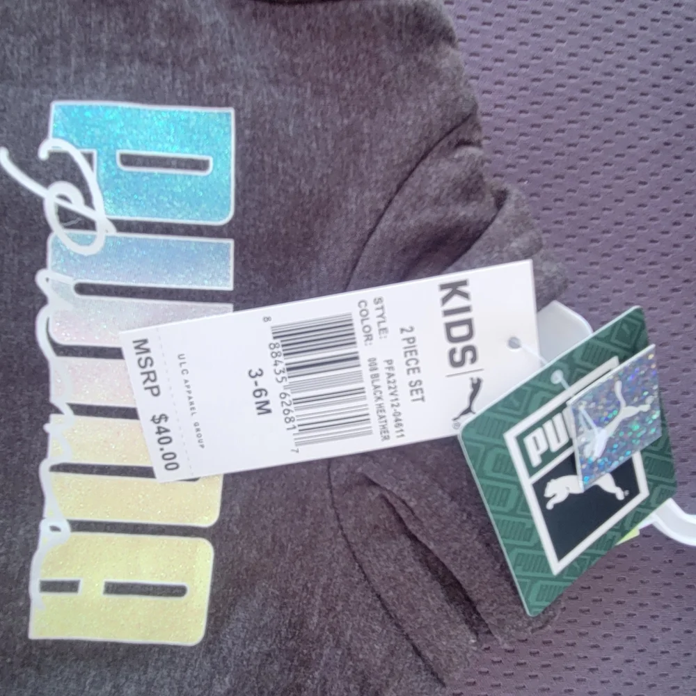 Puma Kids' Charcoal and Light Pink Tracksuit - Picture 3 of 3